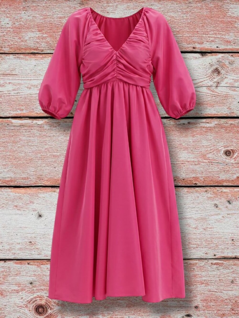 Hyacinth House Light Pink‎ Smocked Ruched Bridal Maxi Dress 2